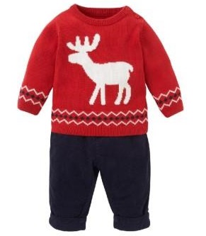 Комплект для мальчика: вязаный джемпер с рисунком оленя и вельветовые  брюки, 3-6 мес,Mothercare 
