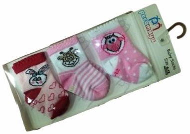 Носочки  в упаковке розовые, 0-1 мес., 3 шт., Pera Maya, Турция