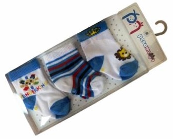 Носочки  в упаковке  для мальчика голубые, 0-1 мес., 3 шт., Pera Maya, Турция