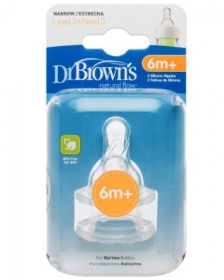  Набор силиконовых сосок Dr Brown's для стандартных бутылочек для детей от 6 месяцев, 3-ий уровень (2 шт)