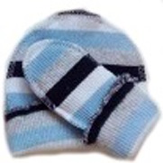 Комплект для мальчика голубой  из кашкорсе шапочка и пинетки, рост  38 см, 42 см, 46 см, 50 см
