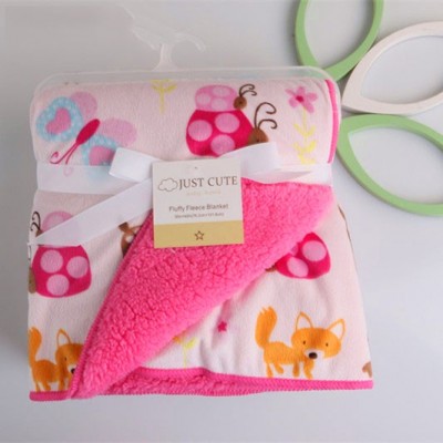 Одеяло флисовое с мехом, розовое, 102х76 см, Just Cute