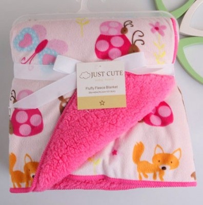 Одеяло флисовое с мехом, розовое, 102х76 см, Just Cute