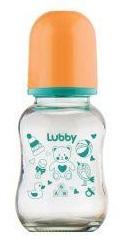 Детская бутылочка Lubby стекло 120 мл  с силиконовой соской 0+