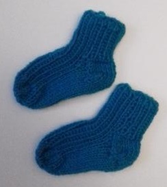 Носочки вязаные голубые 100% мериносовая шерсть,  длина стопы  6 см, 7 см, 8 см