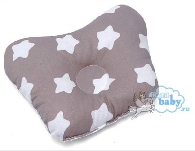 Ортопедическая подушка-бабочка для новорожденного, кофейные звезды, 0-6 мес.