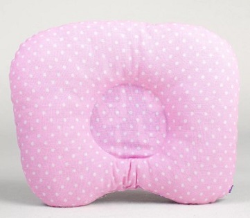 Ортопедическая подушка-бабочка для новорожденного, розовая белые сердечки, 0-6 мес.