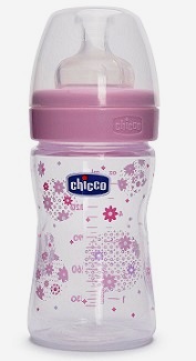 Бутылочка Chicco Well-Being Girl с силиконовой соской 150 мл , розовая,  0 мес+